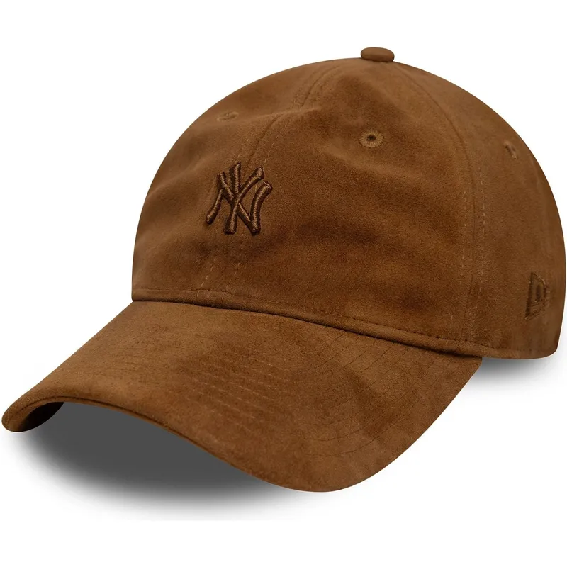 casquette-courbee-marron-ajustable-avec-logo-marron-9twenty-suede-new-york-yankees-mlb-new-era
