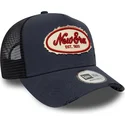casquette-trucker-bleue-marine-a-frame-oval-canvas-distress-new-era