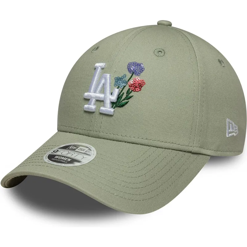 casquette-courbee-verte-claire-ajustable-pour-femme-9forty-floral-icon-los-angeles-dodgers-mlb-new-era