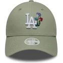 casquette-courbee-verte-claire-ajustable-pour-femme-9forty-floral-icon-los-angeles-dodgers-mlb-new-era