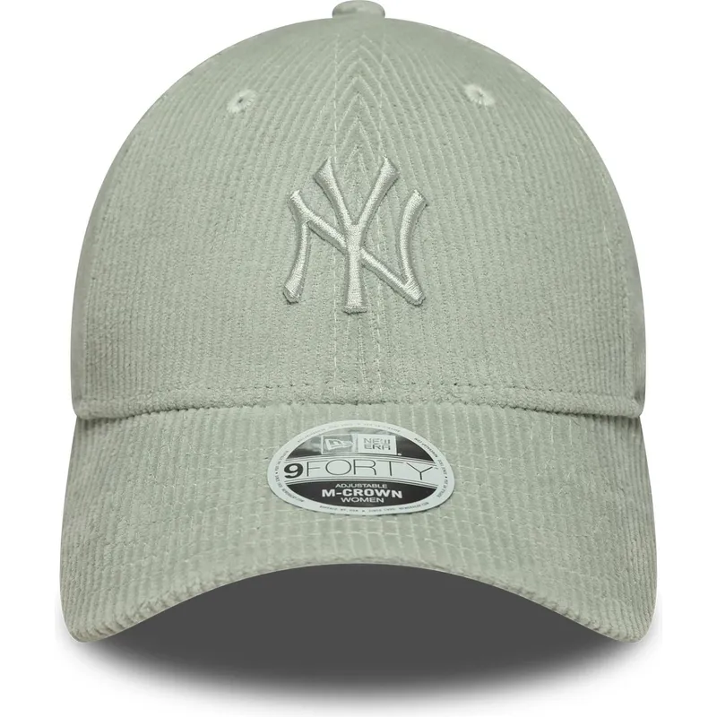 casquette-courbee-verte-claire-ajustable-avec-logo-vert-pour-femme-9forty-m-crown-pastel-cord-new-york-yankees-mlb-new-era