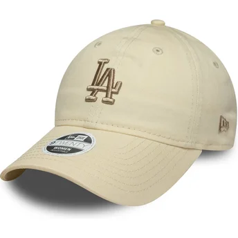 Casquette courbée beige ajustable avec logo beige pour femme 9TWENTY League Essential Midi Los Angeles Dodgers MLB New Era