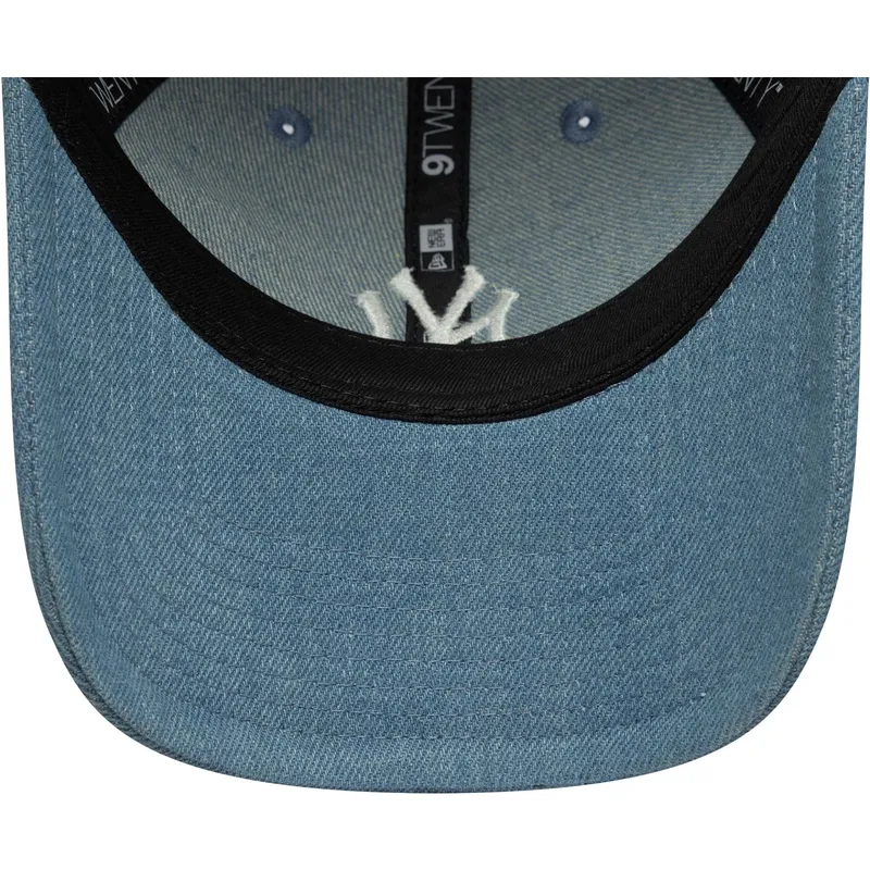 casquette-courbee-bleue-ajustable-pour-femme-9twenty-denim-stitch-new-york-yankees-mlb-new-era