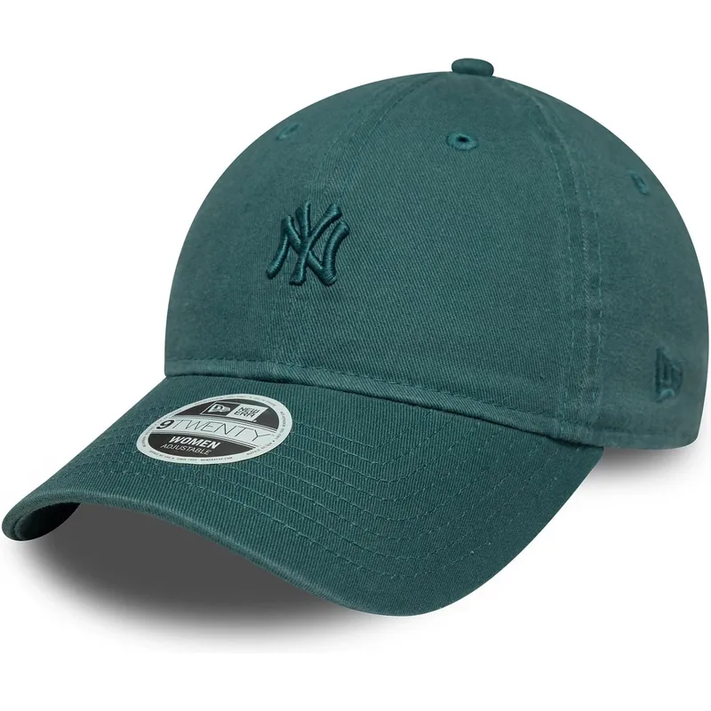 casquette-courbee-verte-ajustable-pour-femme-9twenty-washed-mini-new-york-yankees-mlb-new-era