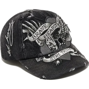 Casquette courbée noire ajustable Brave Hearts Ed Hardy