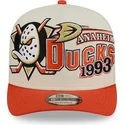 casquette-courbee-beige-et-orange-snapback-9fifty-a-frame-classic-anaheim-ducks-nhl-new-era