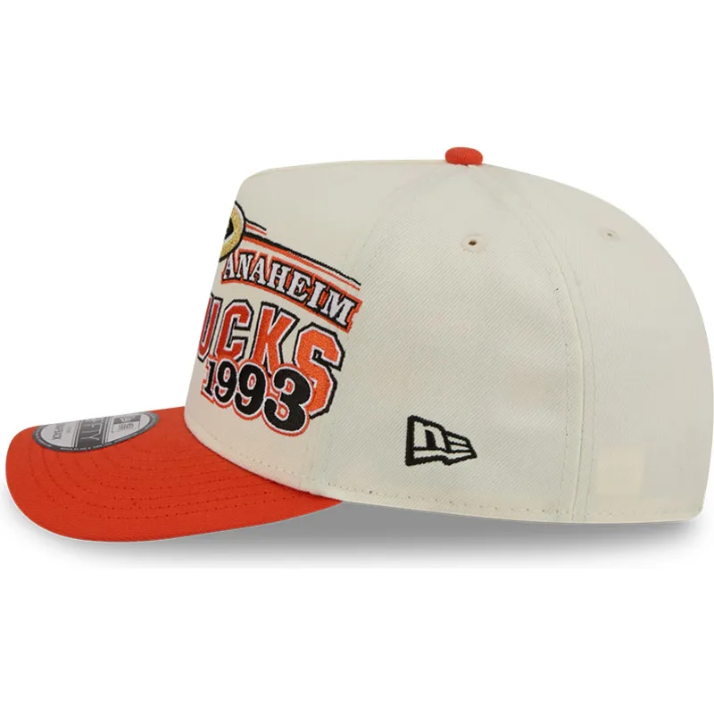 casquette-courbee-beige-et-orange-snapback-9fifty-a-frame-classic-anaheim-ducks-nhl-new-era