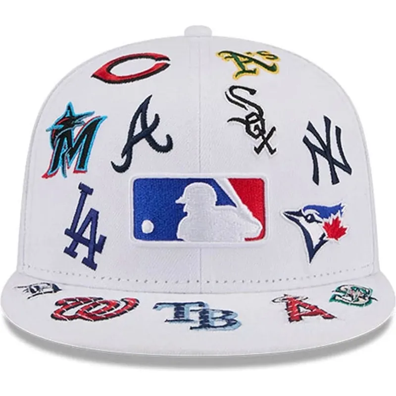 casquette-plate-blanche-ajustee-59fifty-all-over-mlb-new-era