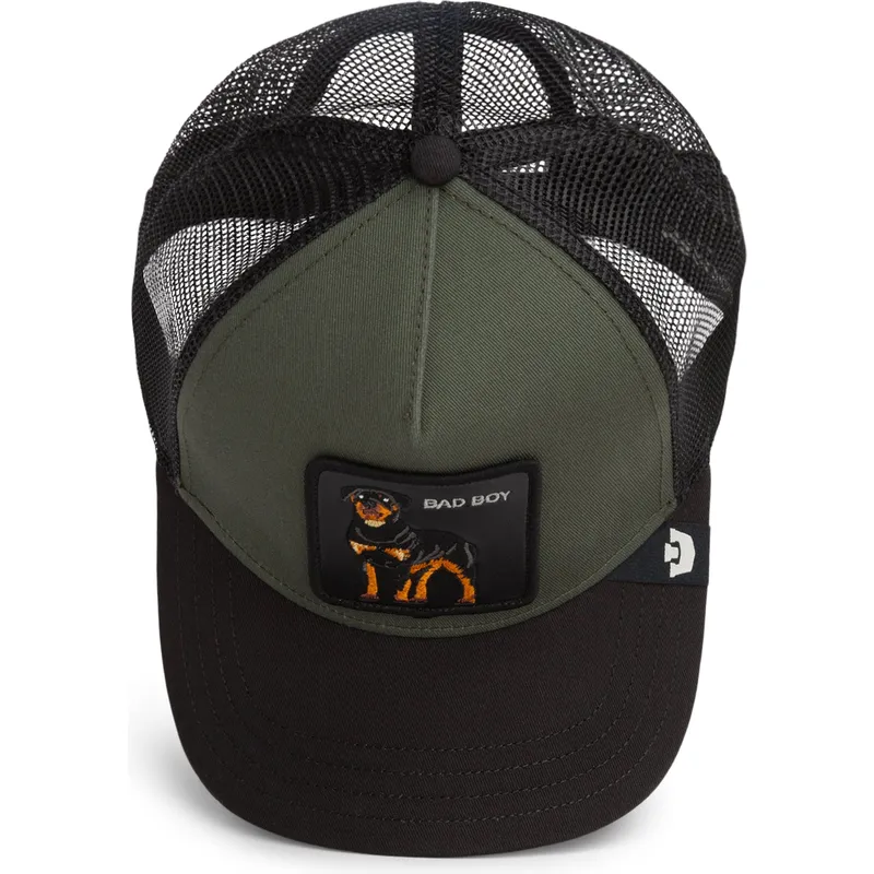 casquette-trucker-verte-et-noire-rottweiler-bad-boy-the-farm-goorin-bros