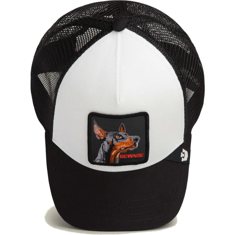 casquette-trucker-noire-chien-dobermann-beware-the-farm-goorin-bros