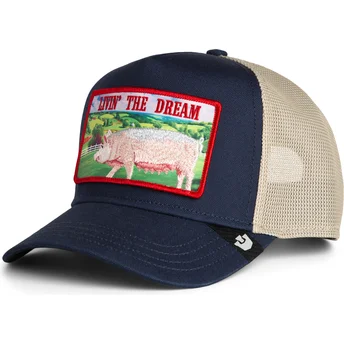 Casquette trucker bleue marine cochon Livin' The Dream Greener Grass The Farm Goorin Bros.