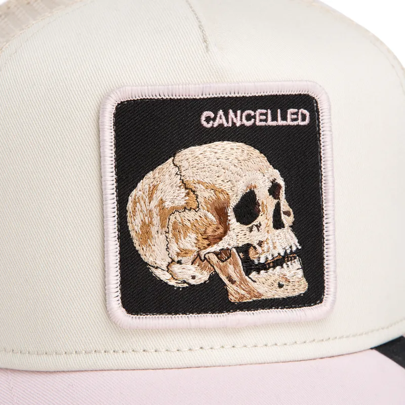 casquette-trucker-beige-et-rose-crane-the-cancelled-skull-whisper-the-farm-goorin-bros