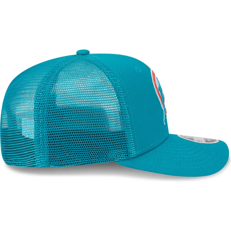 casquette-trucker-bleue-9seventy-stretch-snap-evergreen-helmet-miami-dolphins-nfl-new-era