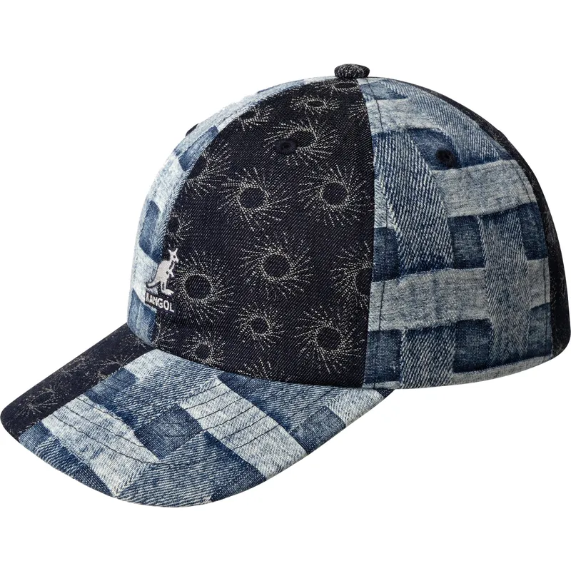 casquette-courbee-bleue-ajustable-denim-mashup-blue-picnic-kangol