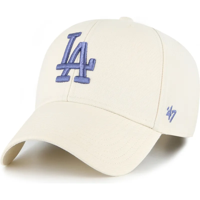 casquette-courbee-beige-snapback-avec-logo-bleu-mvp-los-angeles-dodgers-mlb-47-brand