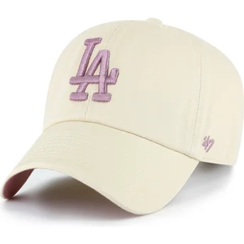 Casquette courbée beige ajustable avec logo violet Clean Up Ballpark Los Angeles Dodgers MLB 47 Brand