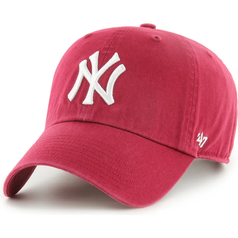 casquette-courbee-rouge-fonce-ajustable-clean-up-new-york-yankees-mlb-47-brand