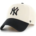 casquette-courbee-beige-et-noire-ajustable-clean-up-two-tone-no-loop-label-new-york-yankees-mlb-47-brand