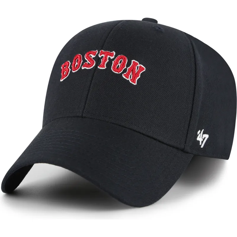 casquette-courbee-bleue-marine-ajustable-mvp-ballpark-script-shot-boston-red-sox-mlb-47-brand