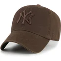 casquette-courbee-marron-ajustable-avec-logo-marron-clean-up-new-york-yankees-mlb-47-brand