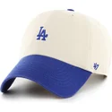 casquette-courbee-beige-et-bleue-ajustable-clean-up-base-runner-sure-shot-two-tone-los-angeles-dodgers-mlb-47-brand