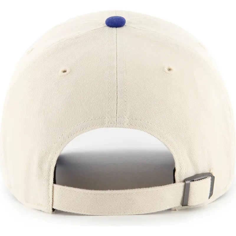 casquette-courbee-beige-et-bleue-ajustable-clean-up-base-runner-sure-shot-two-tone-los-angeles-dodgers-mlb-47-brand
