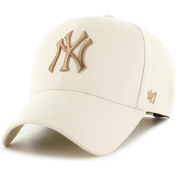 Casquette courbée beige snapback avec logo marron MVP New York Yankees MLB 47 Brand
