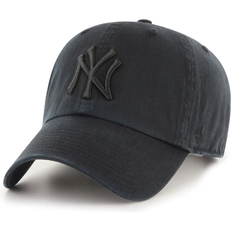 casquette-courbee-noire-ajustable-avec-logo-noir-clean-up-new-york-yankees-mlb-47-brand