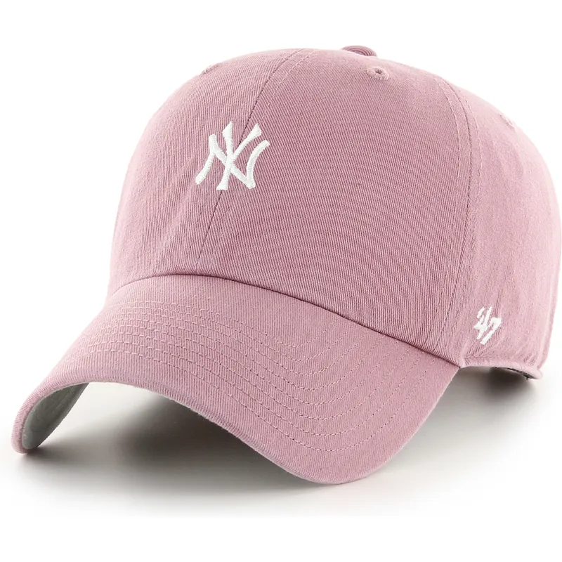 casquette-courbee-rose-ajustable-clean-up-base-runner-mini-logo-new-york-yankees-mlb-47-brand