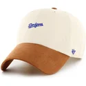 casquette-courbee-beige-et-marron-ajustable-clean-up-mini-script-suede-visor-los-angeles-dodgers-mlb-47-brand