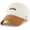 casquette-courbee-beige-et-marron-ajustable-clean-up-mini-script-suede-visor-boston-red-sox-mlb-47-brand