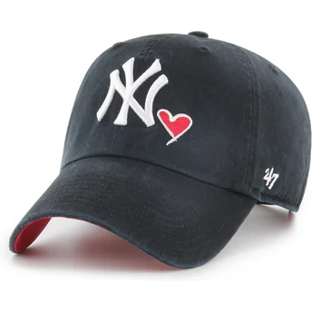 Casquette courbée noire ajustable Clean Up Heart Icon New York Yankees MLB 47 Brand