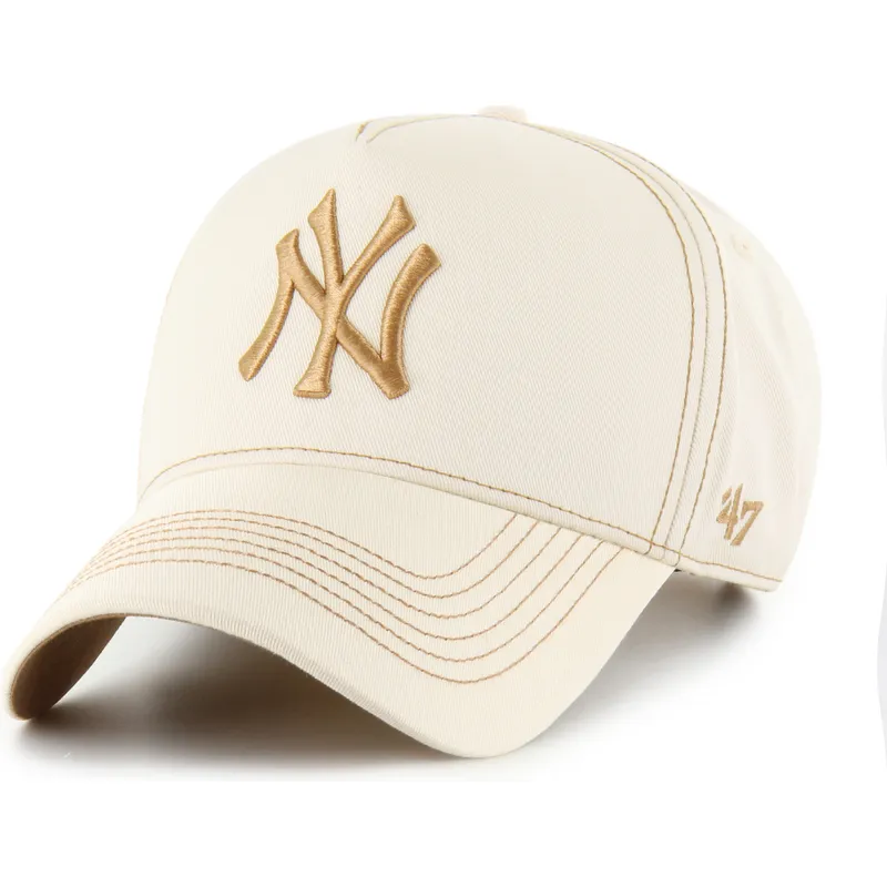 casquette-courbee-beige-ajustable-mvp-dt-contrast-stitch-new-york-yankees-mlb-47-brand
