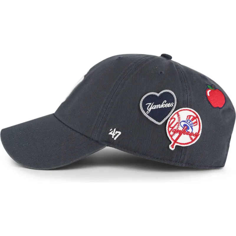 casquette-courbee-bleue-marine-ajustable-clean-up-badges-vintage-new-york-yankees-mlb-47-brand
