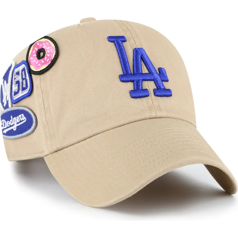 casquette-courbee-khaki-ajustable-clean-up-badges-los-angeles-dodgers-mlb-47-brand