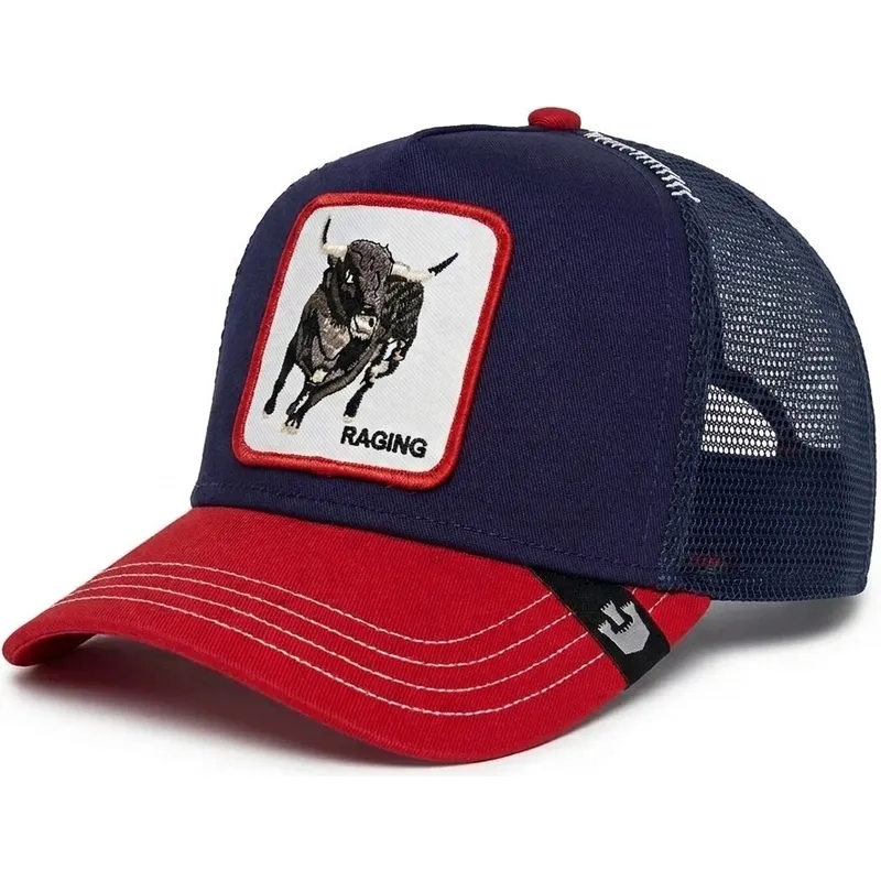 casquette-trucker-bleue-marine-et-rouge-bull-raging-bull-fab-farm-goorin-bros