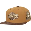 casquette-plate-marron-ajustable-coffee-strapback-los-angeles-lakers-nba-mitchell-ness