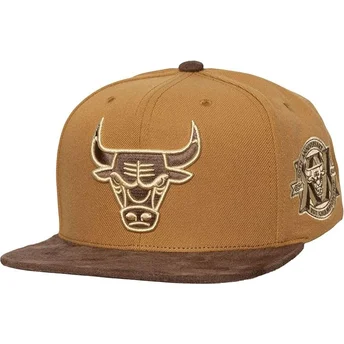 Casquette plate marron ajustable Coffee Strapback Chicago Bulls NBA Mitchell & Ness