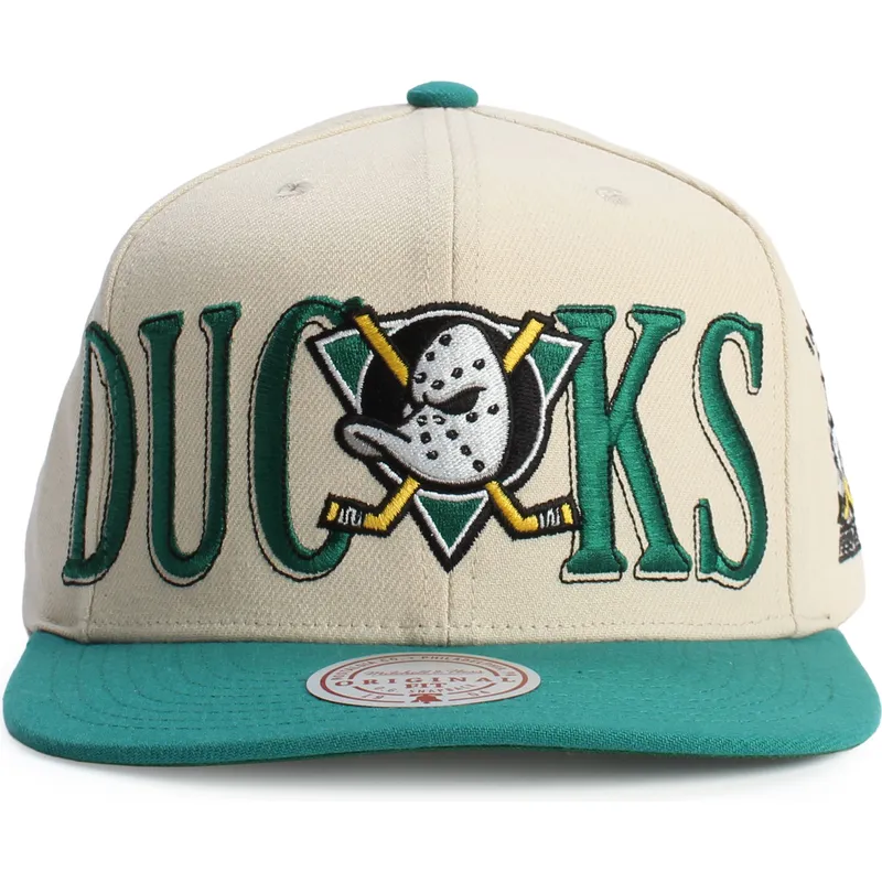 casquette-plate-verte-et-beige-snapback-across-the-board-anaheim-ducks-nhl-mitchell-ness
