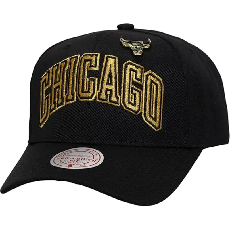 casquette-courbee-noire-snapback-pinned-gold-pro-chicago-bulls-nba-mitchell-ness