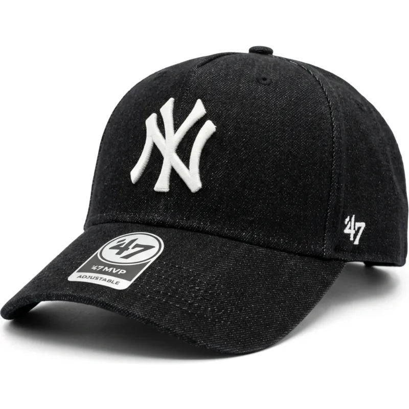 casquette-courbee-noire-snapback-mvp-dt-denim-new-york-yankees-mlb-47-brand