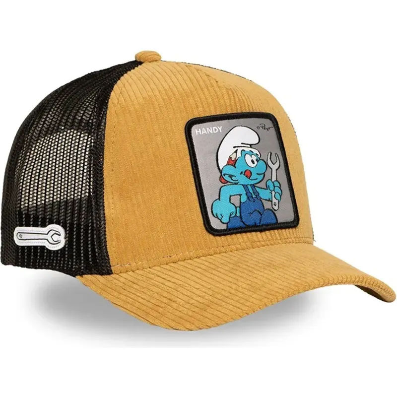 casquette-trucker-marron-et-noire-schtroumpf-bricoleur-smu-handy-les-schtroumpfs-capslab