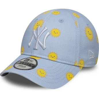 Casquette courbée bleue ajustable pour enfant 9FORTY Summer All Over Print New York Yankees MLB New Era