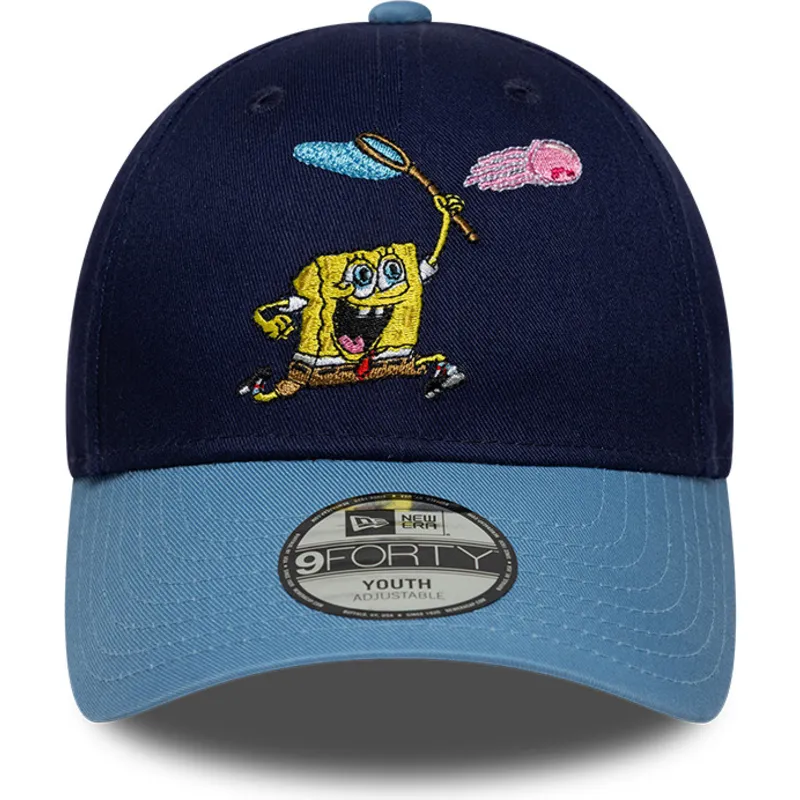 casquette-courbee-bleue-snapback-pour-enfant-9forty-bob-l-eponge-new-era