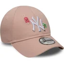 casquette-courbee-rose-ajustable-pour-enfant-9forty-summer-icon-new-york-yankees-mlb-new-era