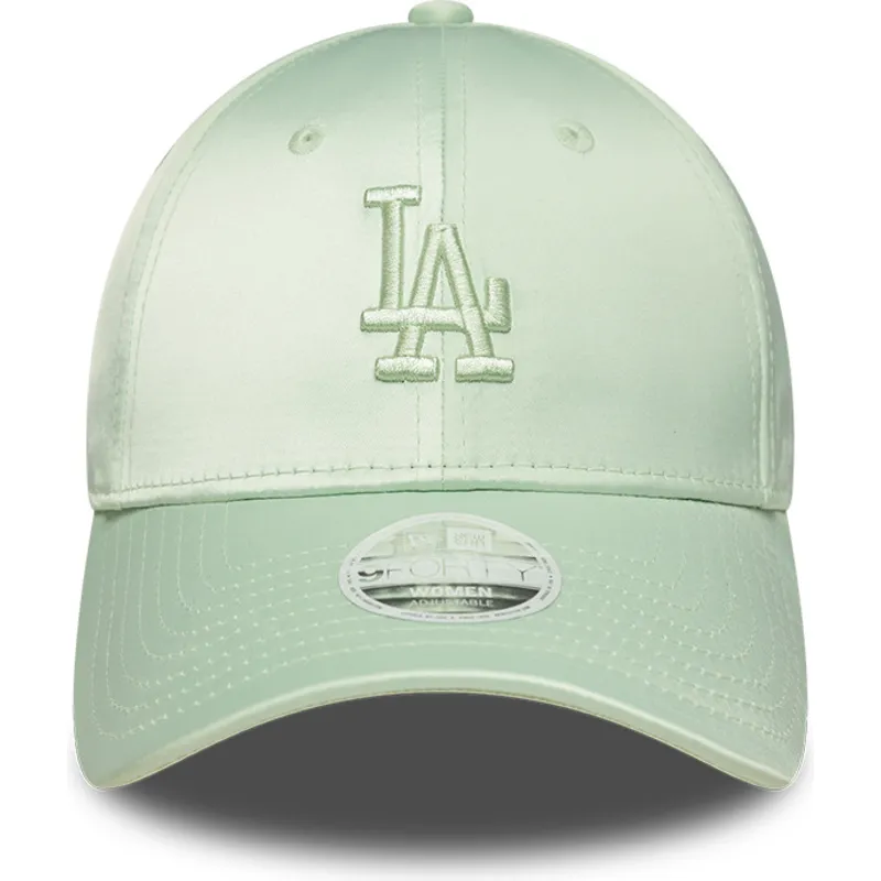 casquette-courbee-verte-ajustable-pour-femme-9forty-bow-back-satin-los-angeles-dodgers-mlb-new-era