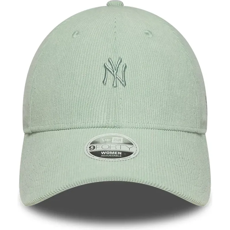 casquette-courbee-verte-ajustable-pour-femme-9forty-mini-cord-new-york-yankees-mlb-new-era