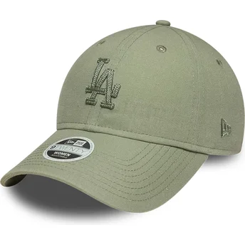 Casquette courbée verte ajustable avec logo vert pour femme 9TWENTY Midi Linen Los Angeles Dodgers MLB New Era