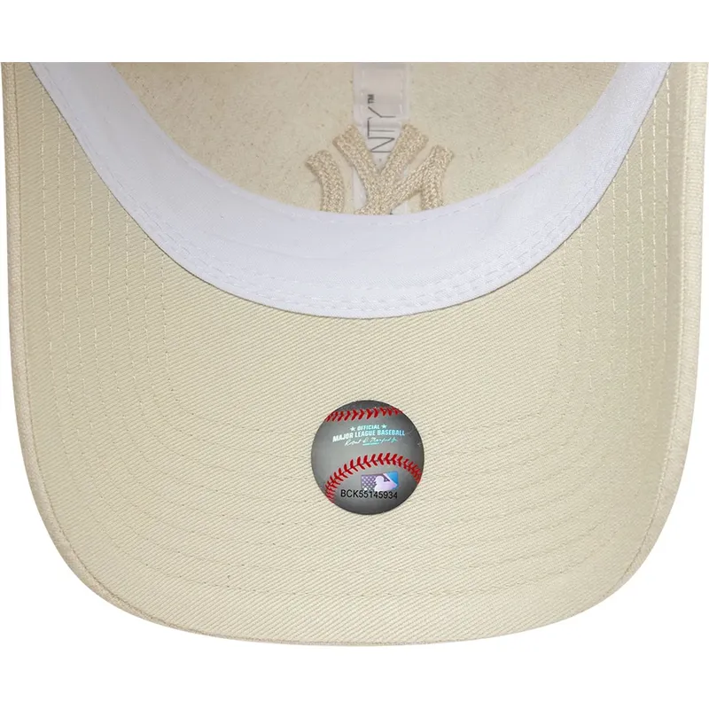 casquette-courbee-beige-ajustable-avec-logo-beige-pour-femme-9twenty-midi-linen-new-york-yankees-mlb-new-era