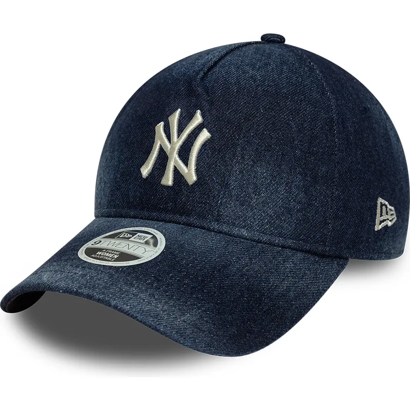 casquette-courbee-bleue-marine-ajustable-pour-femme-9twenty-a-frame-denim-new-york-yankees-mlb-new-era